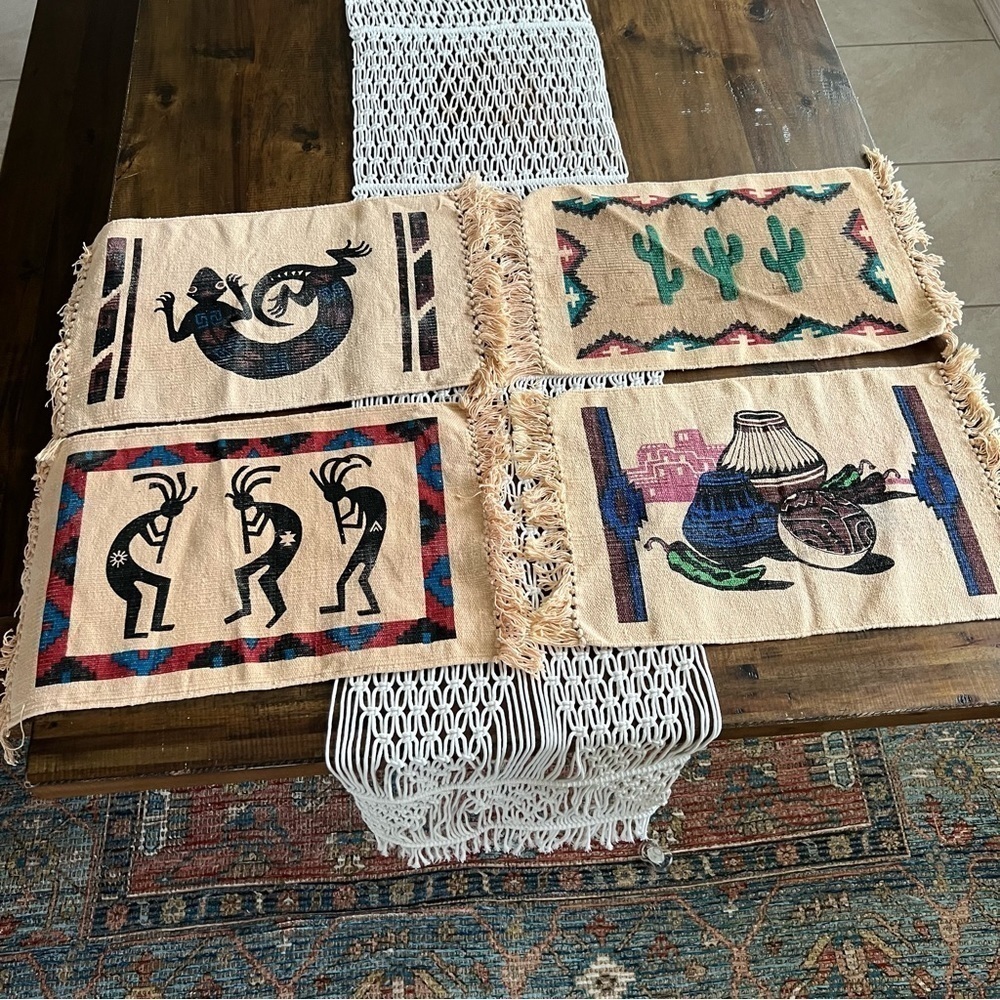 Southwestern 23"x12" Saddleblanket Placemats Set Of 4 Tribal Desert Theme